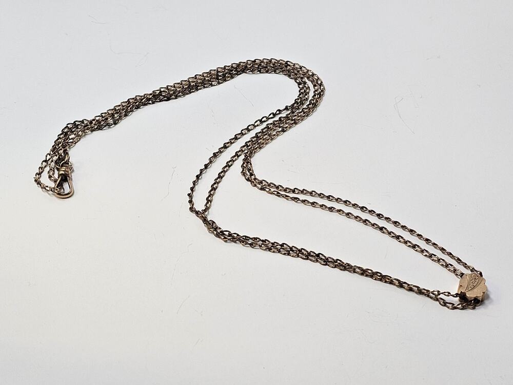 Antique Fun Gold Filled Long Adjustable Link Chain With Dog Clip 49" Long